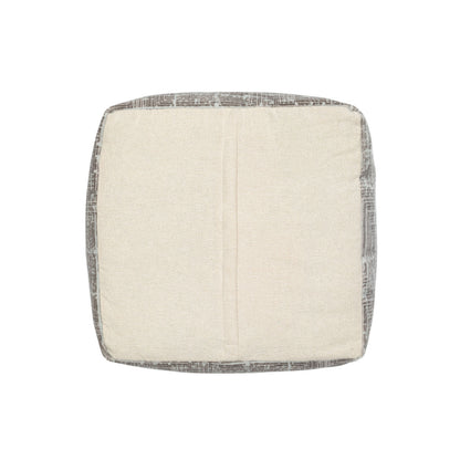 Square ottoman with a textured surface on a white background