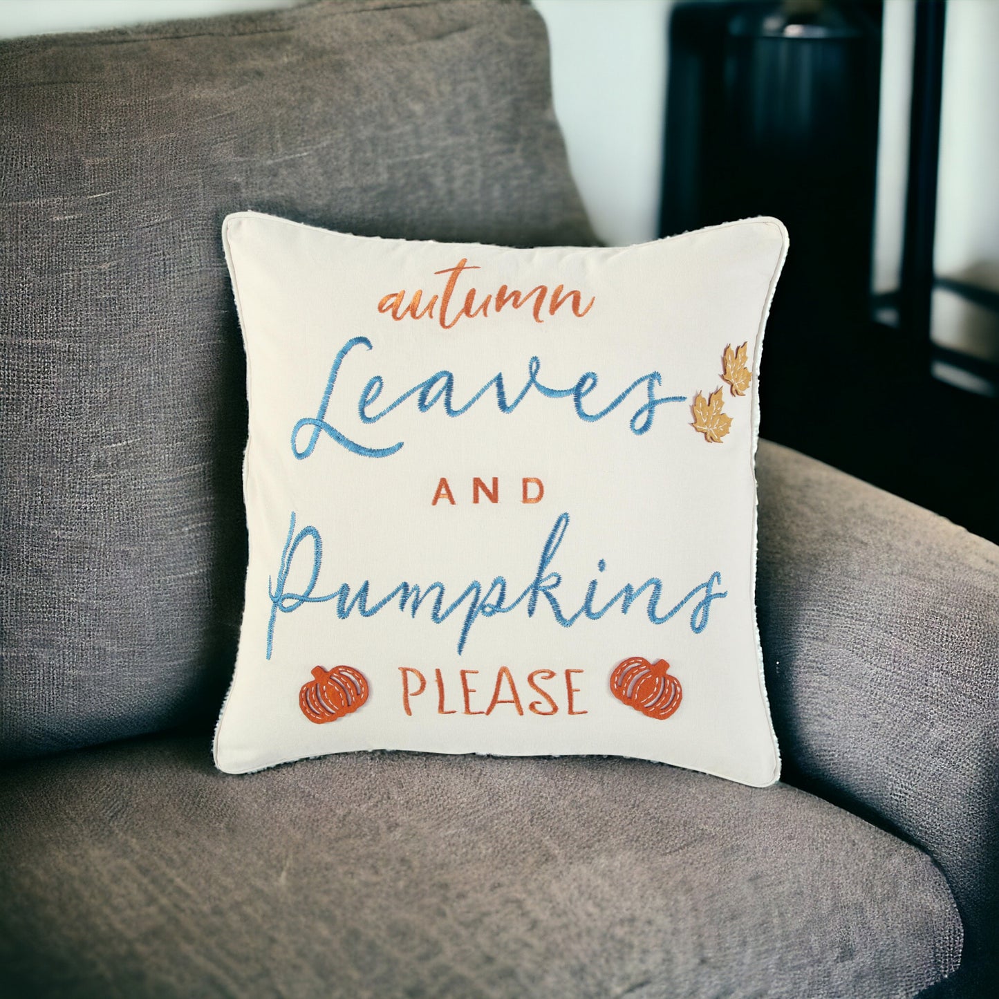 thanksgiving cotton pillow applique embroidery, cotton pillow applique embroidery, blue orange thanksgiving cotton pillow, orange thanksgiving cotton pillow applique, thanksgiving cotton pillow applique
