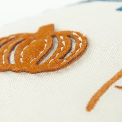 thanksgiving cotton pillow applique embroidery, cotton pillow applique embroidery, blue orange thanksgiving cotton pillow, orange thanksgiving cotton pillow applique, thanksgiving cotton pillow applique
