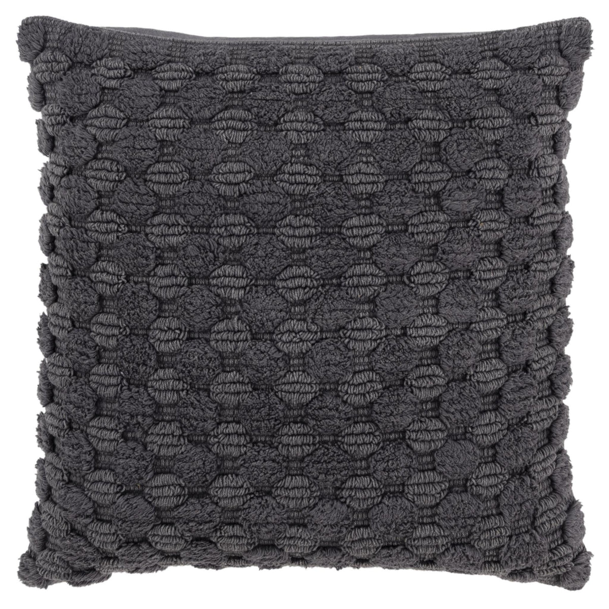 LAUREL 20" CHARCOAL COTTON THROW PILLOW WITH TEXTURE