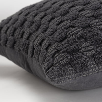 LAUREL 20" CHARCOAL COTTON THROW PILLOW WITH TEXTURE