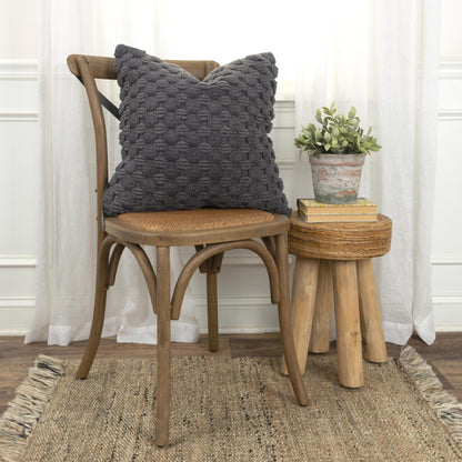 LAUREL 20" CHARCOAL COTTON THROW PILLOW WITH TEXTURE