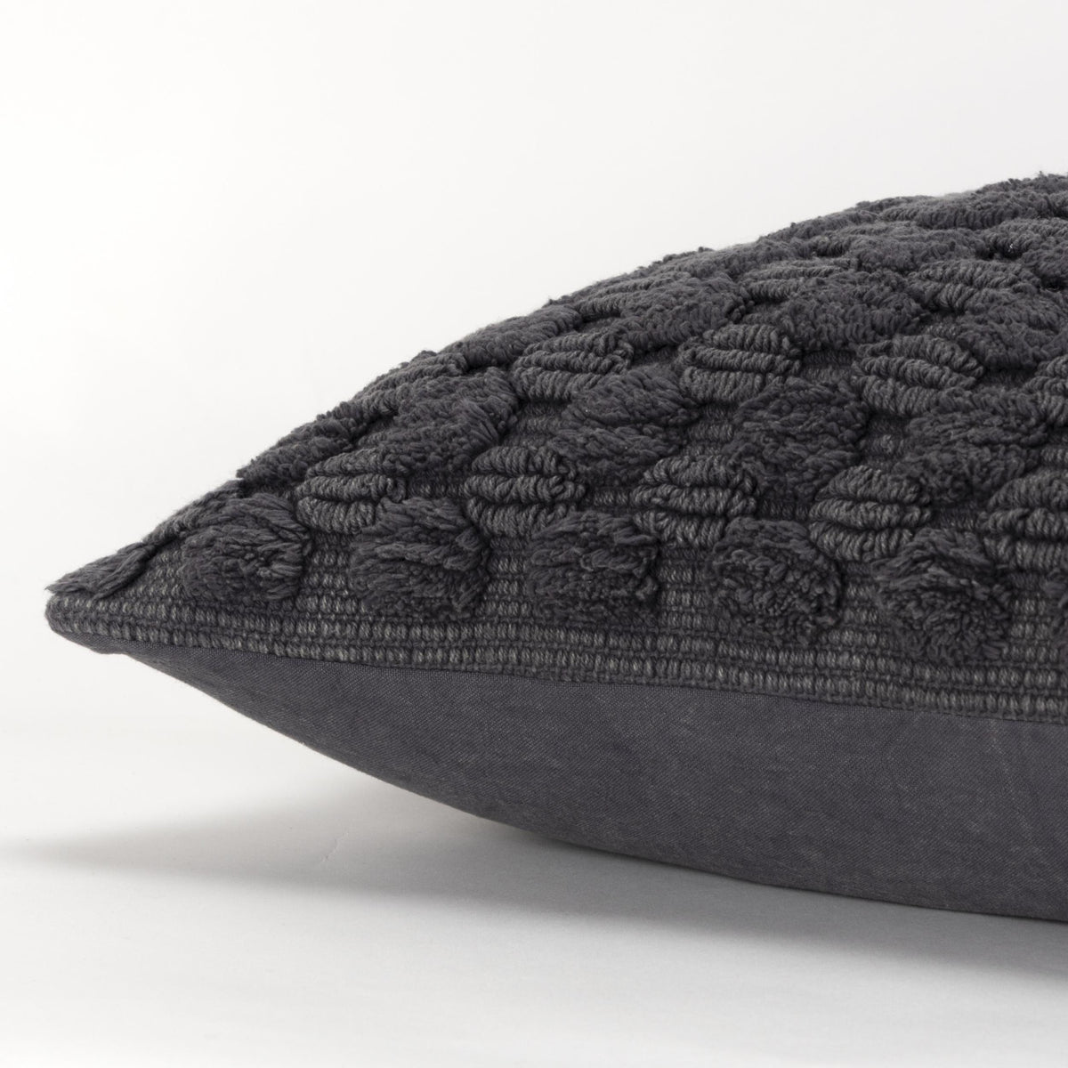 LAUREL 20" CHARCOAL COTTON THROW PILLOW WITH TEXTURE