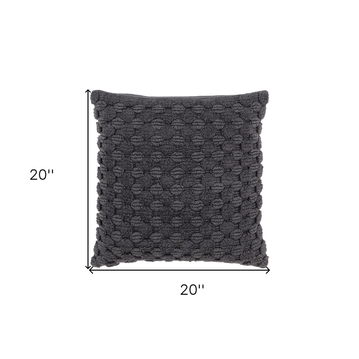 LAUREL 20" CHARCOAL COTTON THROW PILLOW WITH TEXTURE