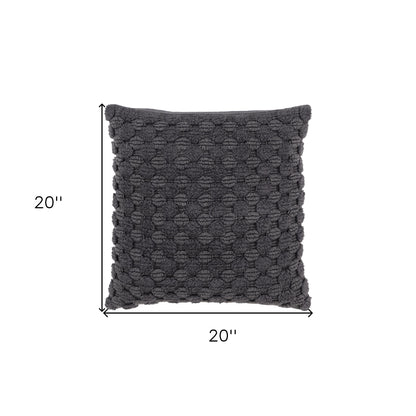 LAUREL 20" CHARCOAL COTTON THROW PILLOW WITH TEXTURE