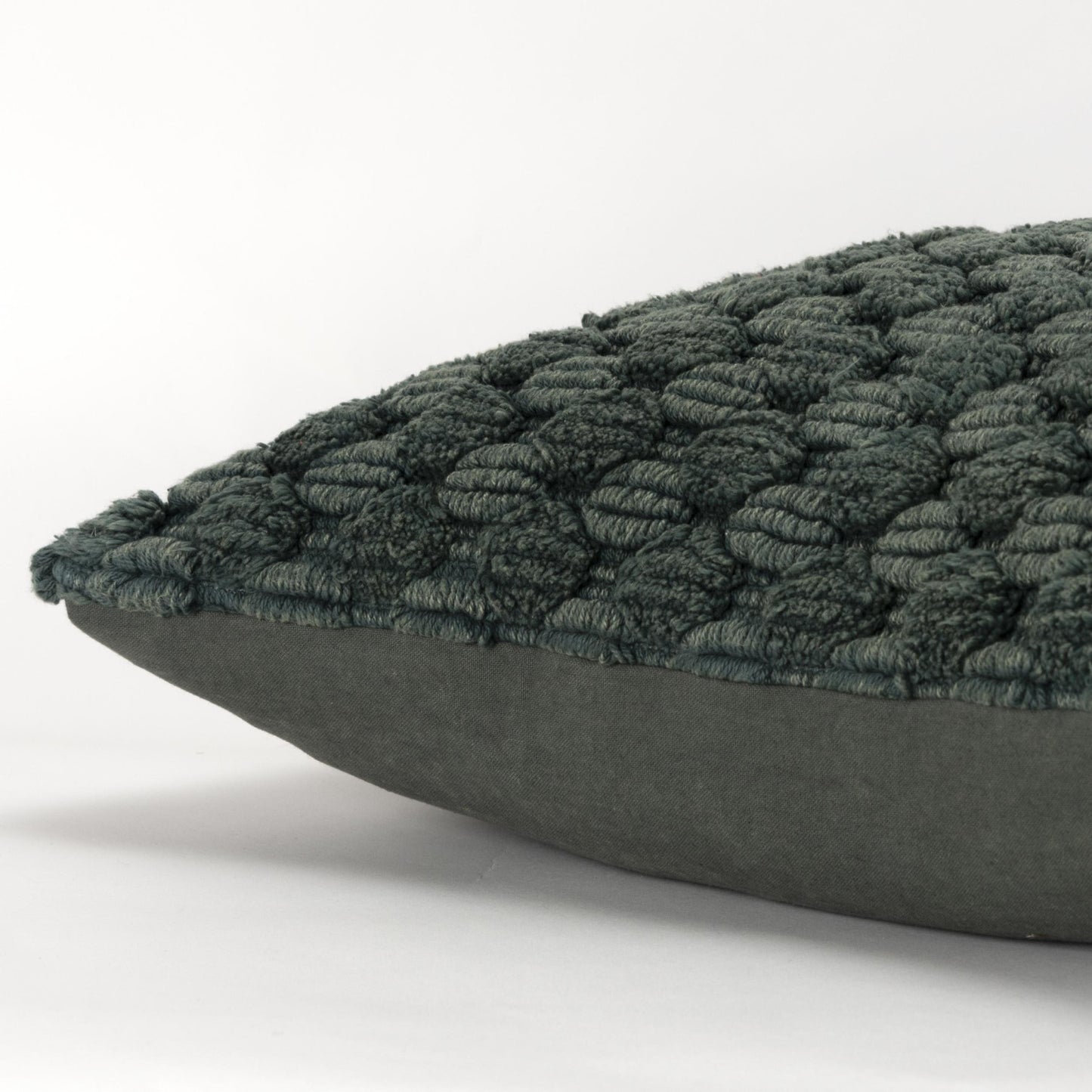 DARK GREEN TEXTURED THROW PILLOW