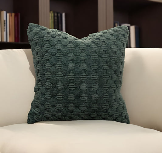 DARK GREEN TEXTURED THROW PILLOW