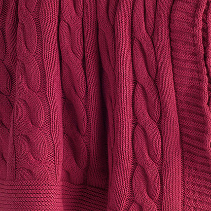 red knitted cotton throw, knitted cotton throw blanket, red knitted cotton, cotton throw blanket, knitted cotton throw