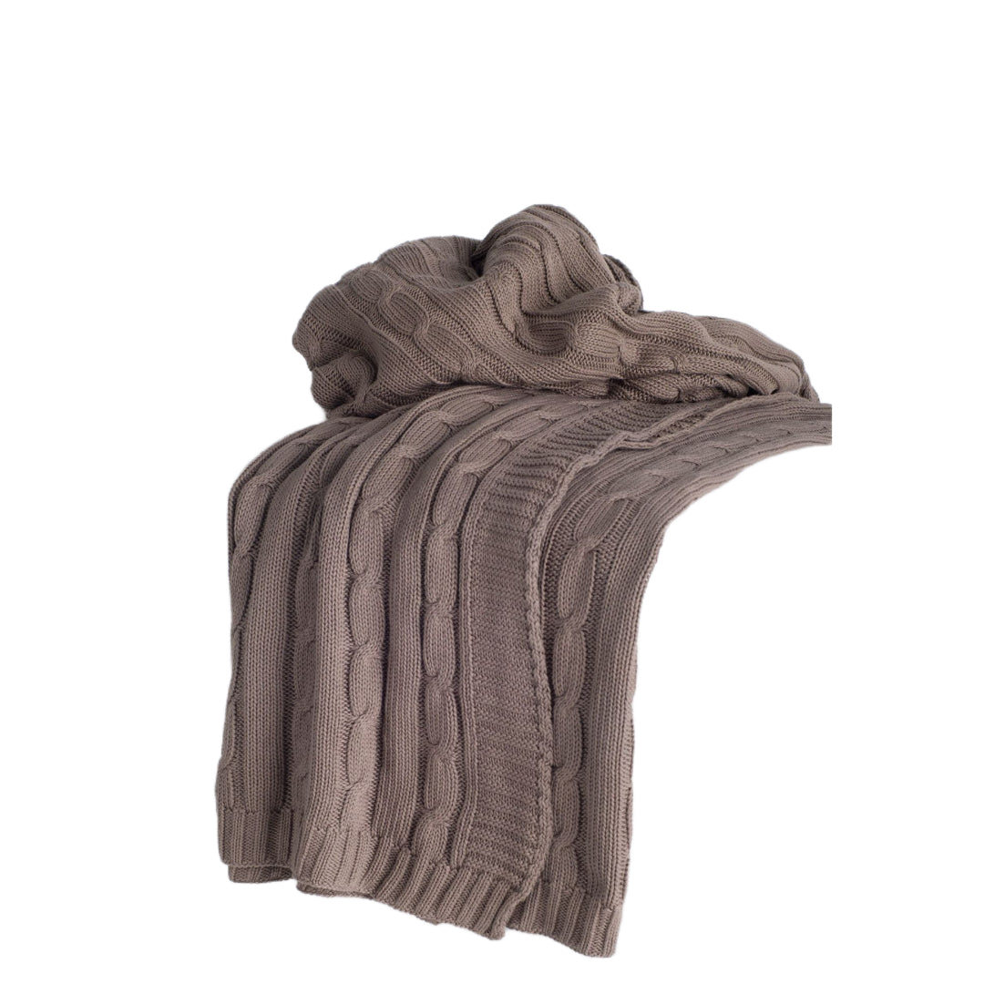 PALISADES BROWN KNITTED 100% COTTON THROW BLANKET - Varnish & Vibe