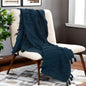 LAKEVIEW BLUE WOVEN COTTON THROW BLANKET