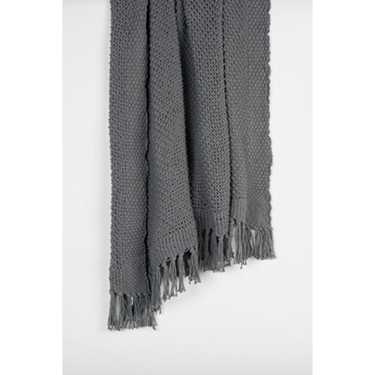 LAUREL 50" X 60" GRAY COTTON WOVEN THROW BLANKET