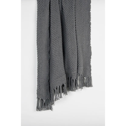 LAUREL 50" X 60" GRAY COTTON WOVEN THROW BLANKET