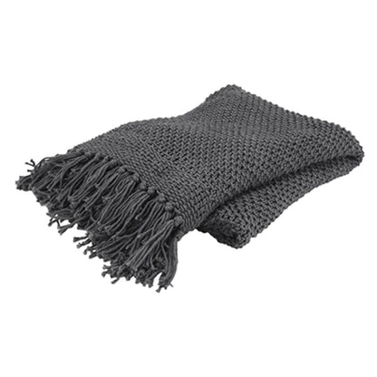 LAUREL 50" X 60" GRAY COTTON WOVEN THROW BLANKET