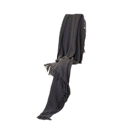 LAUREL 50" X 60" GRAY COTTON WOVEN THROW BLANKET