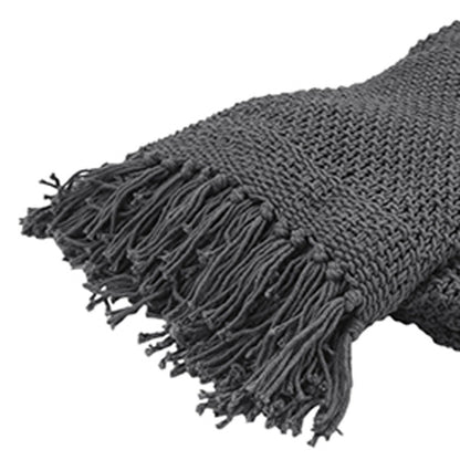 LAUREL 50" X 60" GRAY COTTON WOVEN THROW BLANKET