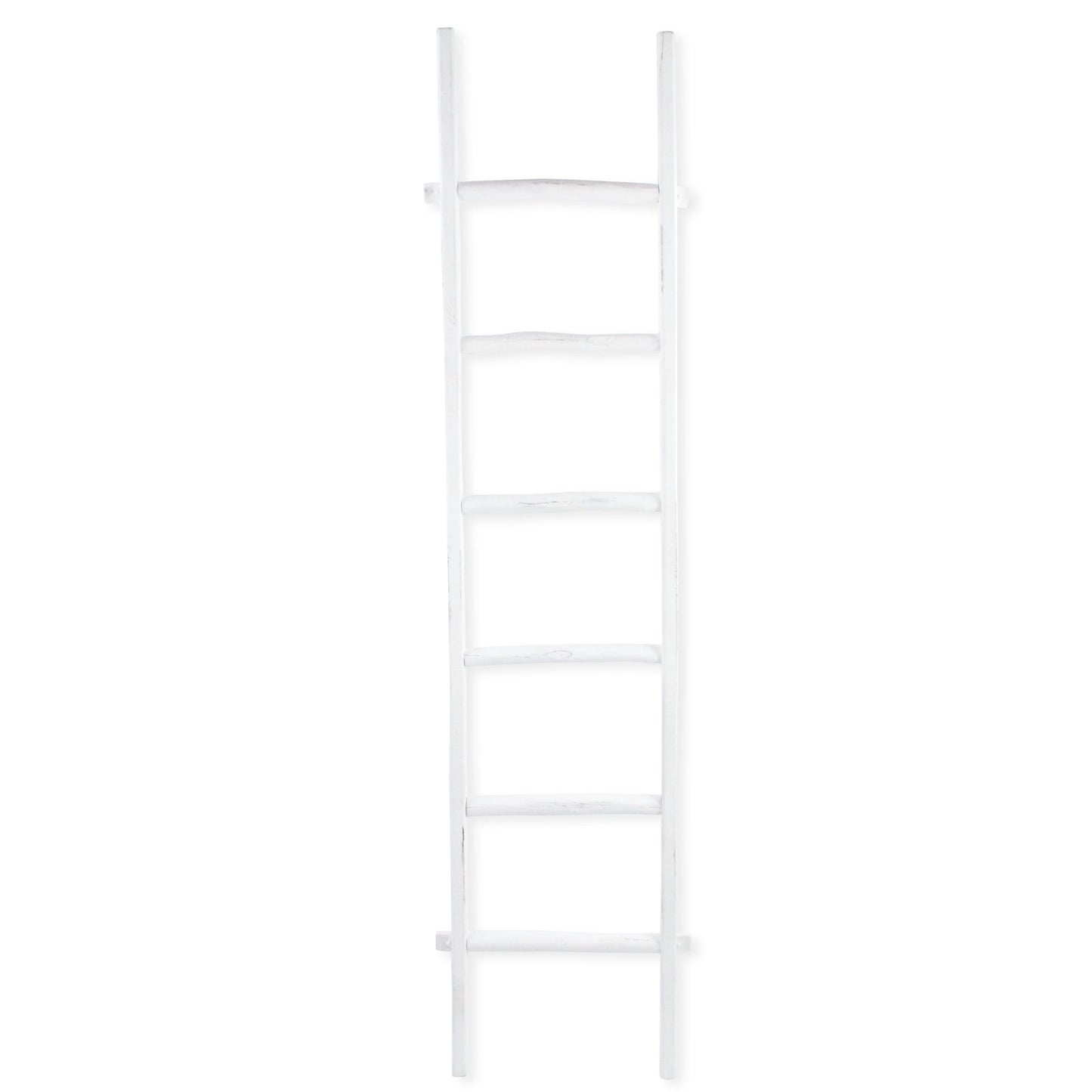 76" WHITE SIX STEP SOLID WOOD DECORATIVE LADDER - Varnish & Vibe