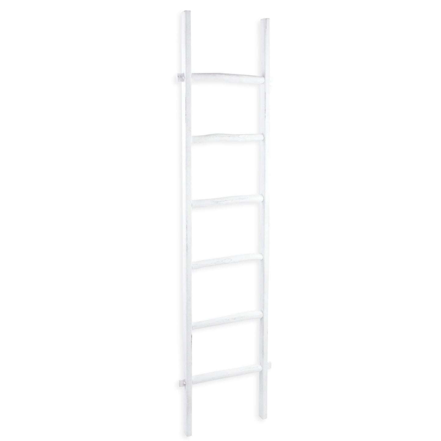 76" WHITE SIX STEP SOLID WOOD DECORATIVE LADDER - Varnish & Vibe