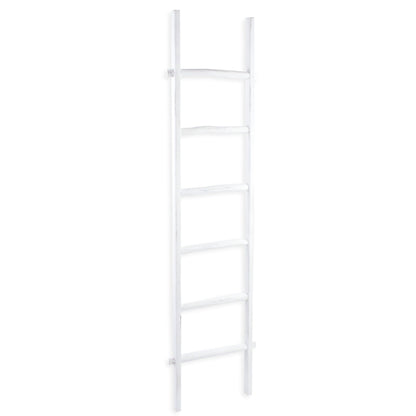 76" WHITE SIX STEP SOLID WOOD DECORATIVE LADDER - Varnish & Vibe