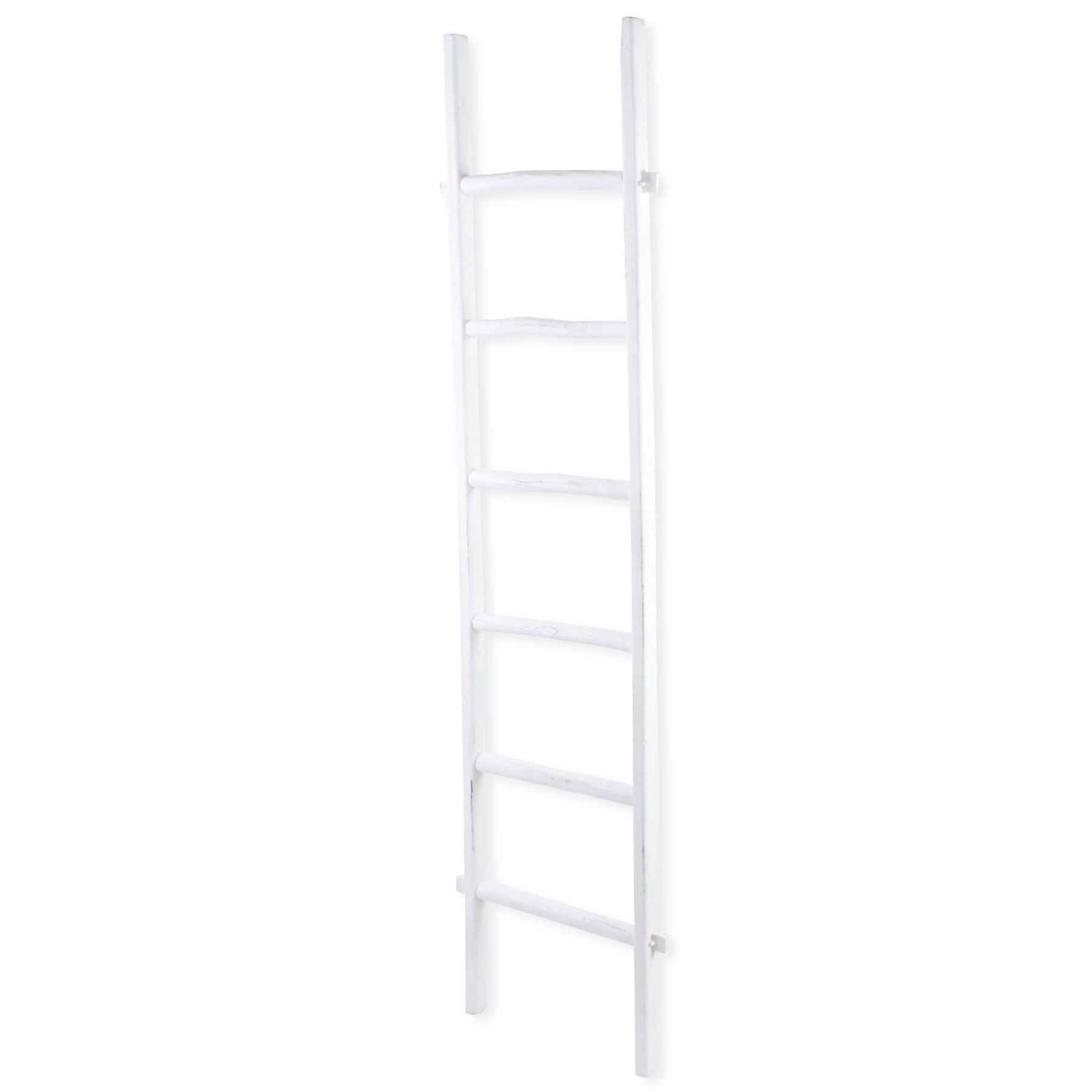 76" WHITE SIX STEP SOLID WOOD DECORATIVE LADDER - Varnish & Vibe