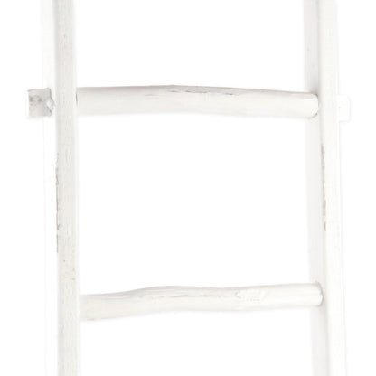 76" WHITE SIX STEP SOLID WOOD DECORATIVE LADDER - Varnish & Vibe