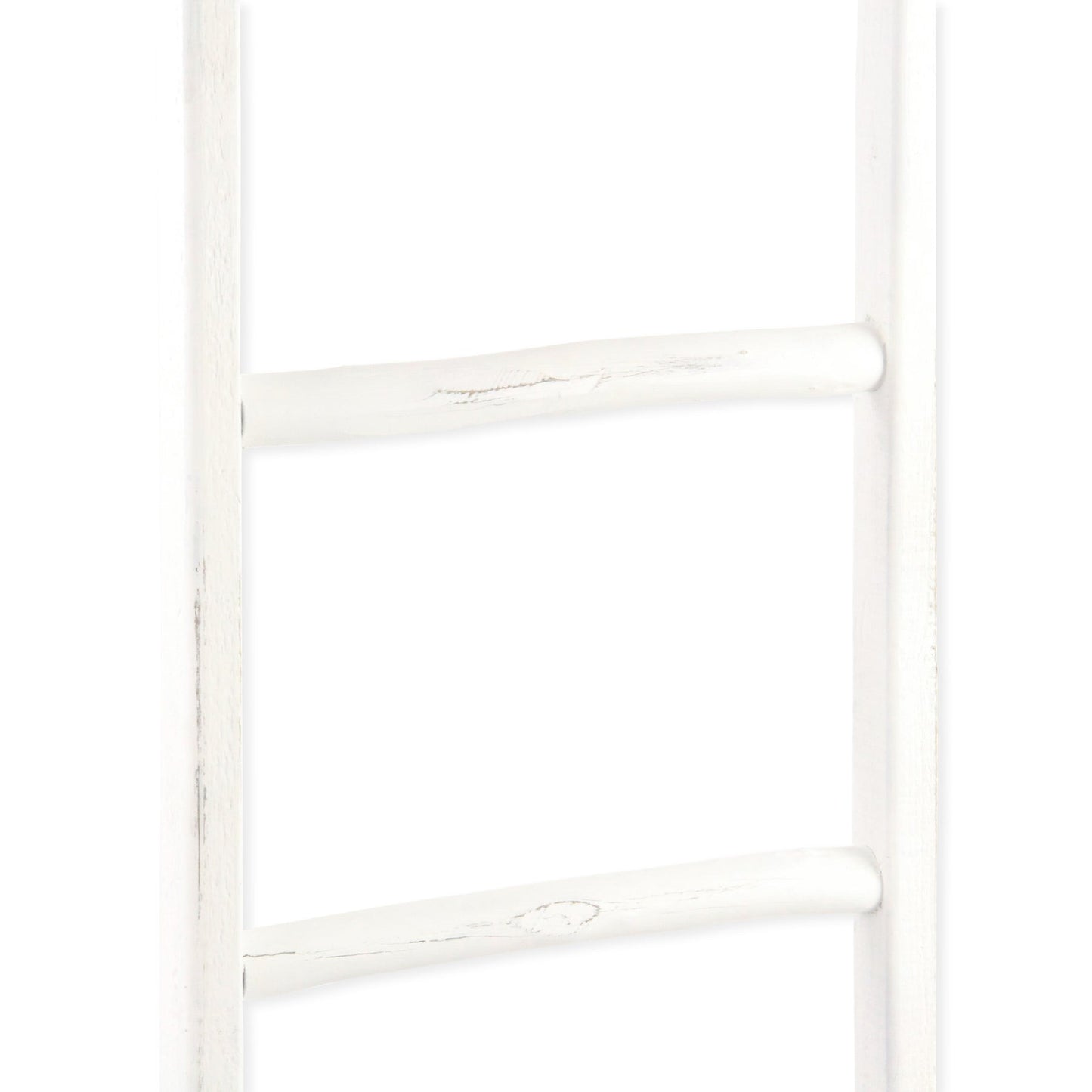 76" WHITE SIX STEP SOLID WOOD DECORATIVE LADDER - Varnish & Vibe