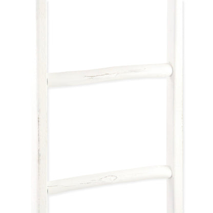 76" WHITE SIX STEP SOLID WOOD DECORATIVE LADDER - Varnish & Vibe