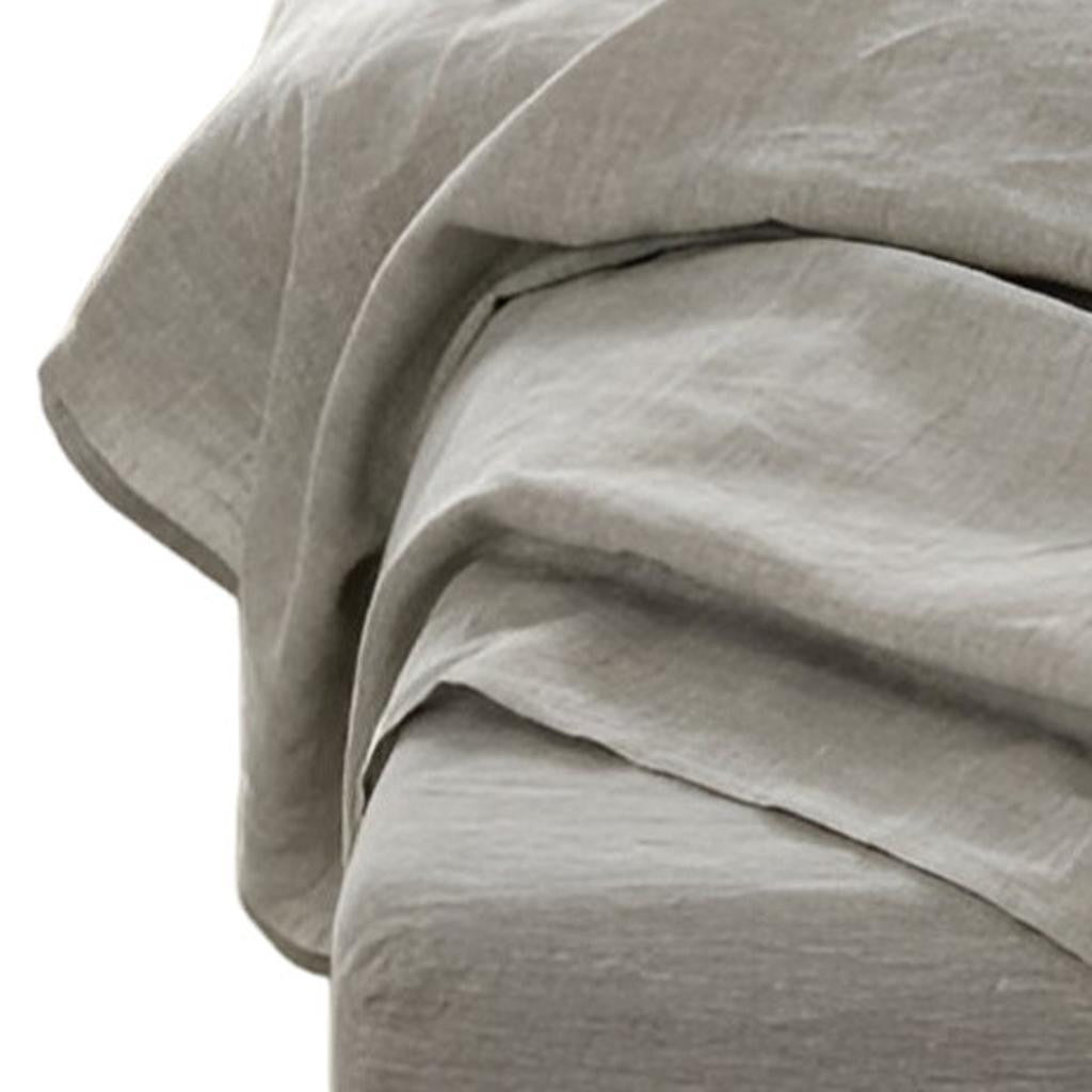 FOUR PIECE LIGHT GRAY LINEN KING SHEET SET - Varnish & Vibe