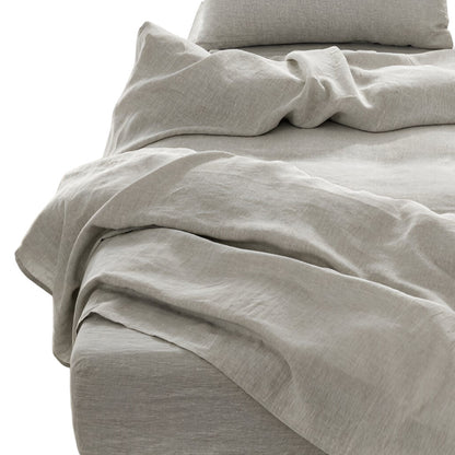 FOUR PIECE LIGHT GRAY LINEN KING SHEET SET - Varnish & Vibe