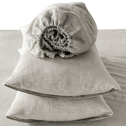 FOUR PIECE LIGHT GRAY LINEN CALIFORNIA KING SHEET SET - Varnish & Vibe