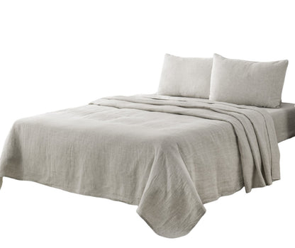 FOUR PIECE LIGHT GRAY LINEN CALIFORNIA KING SHEET SET - Varnish & Vibe