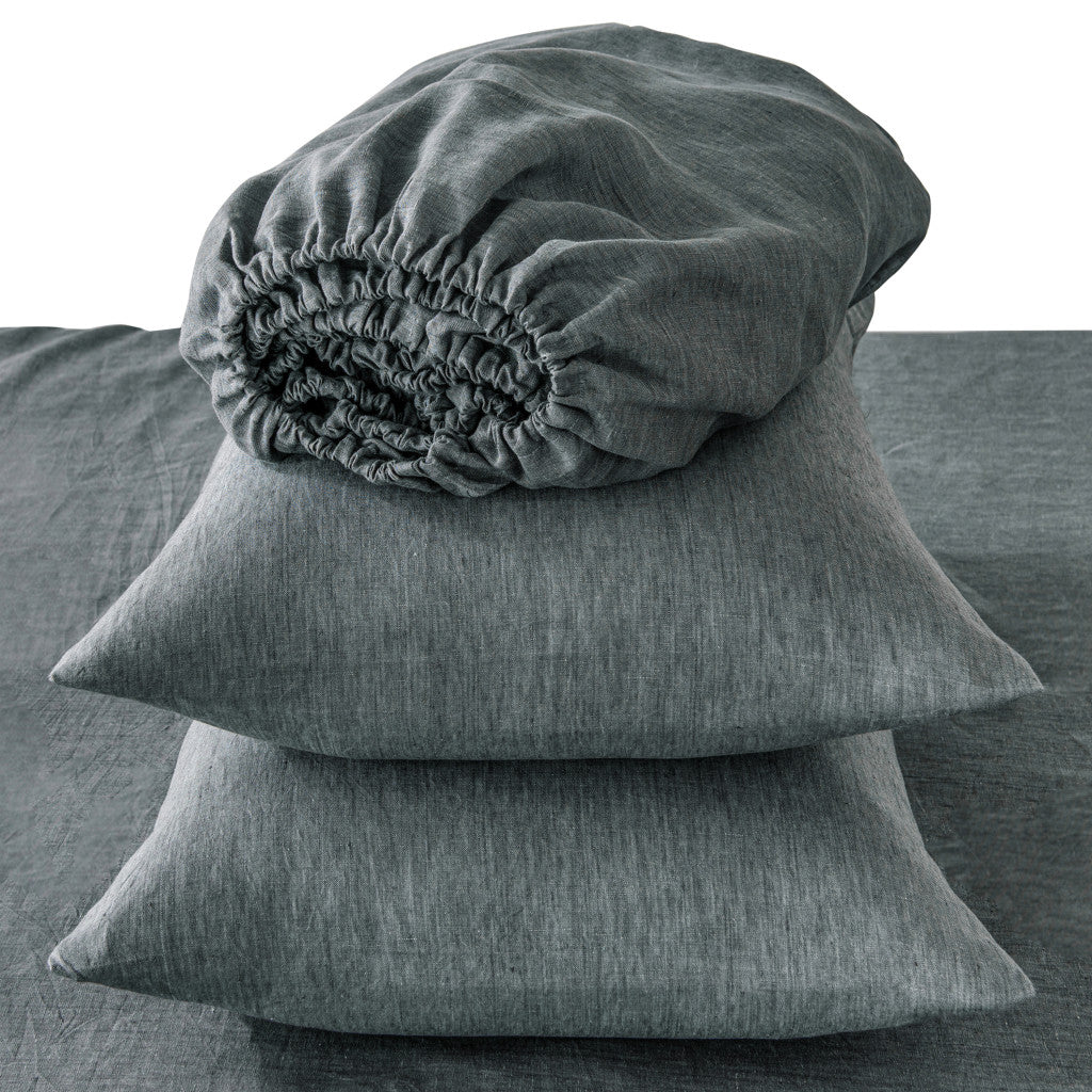FOUR PIECE SLATE GRAY LINEN SHEET SET - Varnish & Vibe