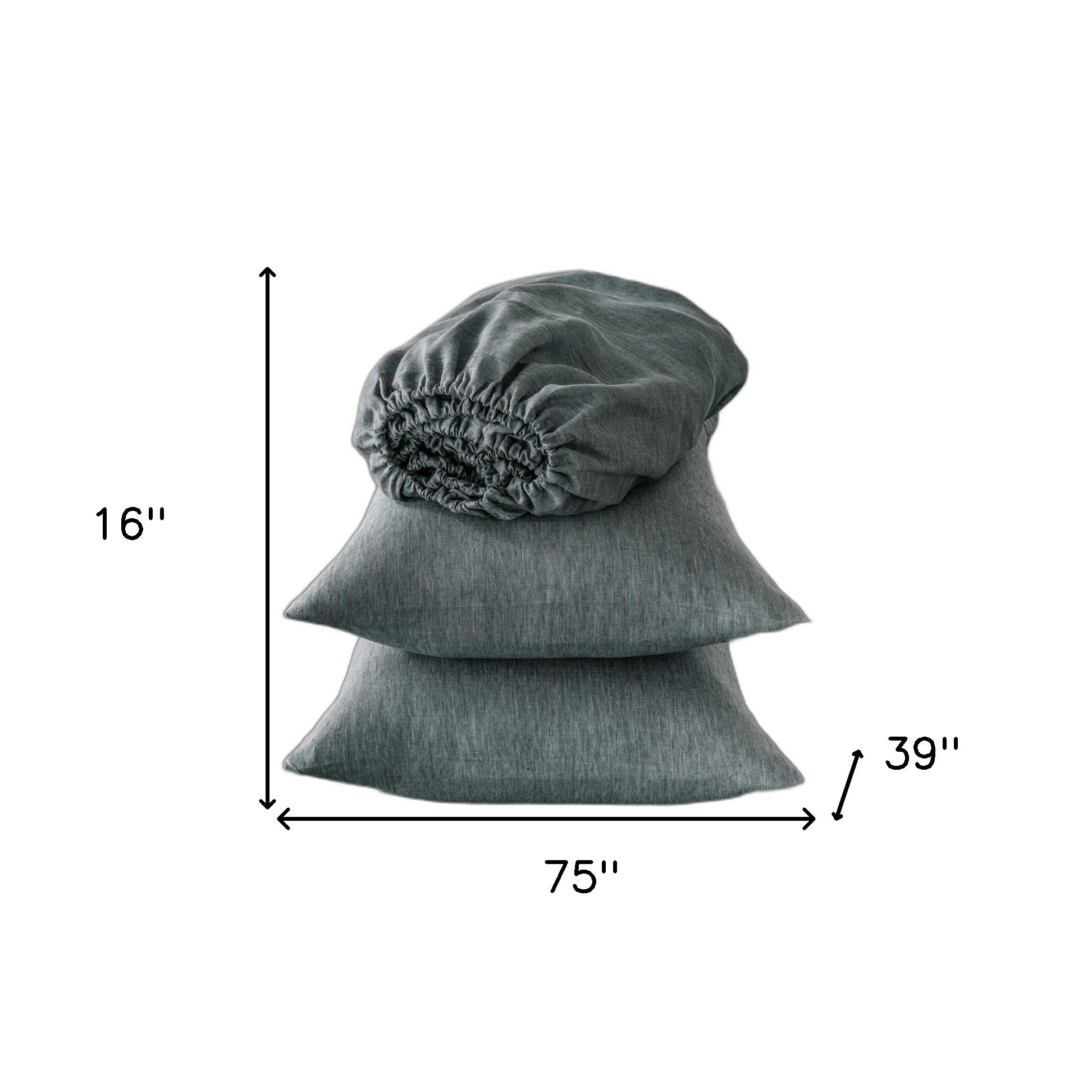 slate gray linen sheet set, piece slate gray linen sheet, slate gray linen sheet, gray linen sheet set, piece slate gray linen