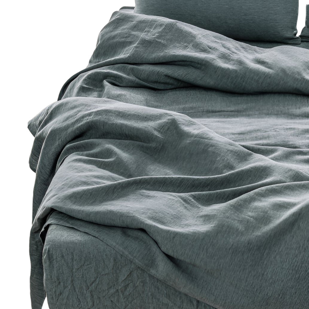 FOUR PIECE SLATE GRAY LINEN SHEET SET - Varnish & Vibe
