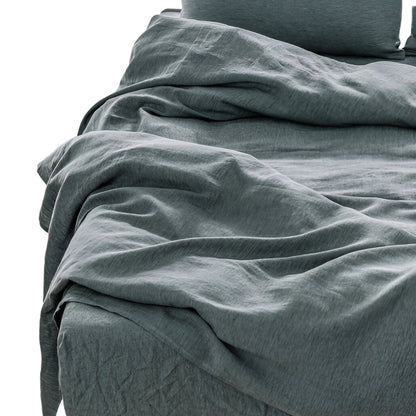 FOUR PIECE SLATE GRAY LINEN SHEET SET - Varnish & Vibe