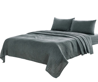 FOUR PIECE SLATE GRAY LINEN SHEET SET - Varnish & Vibe