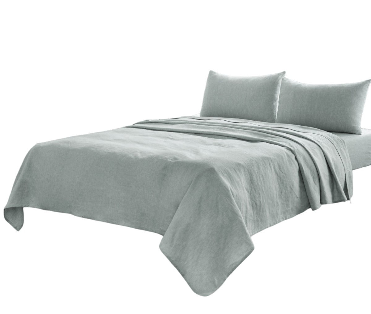 FOUR PIECE BLUE LINEN QUEEN SHEET SET - Varnish & Vibe