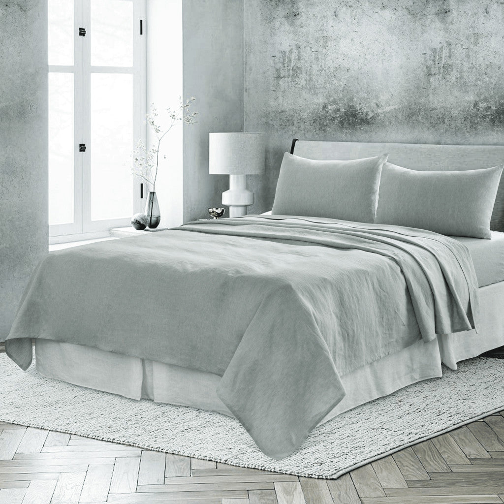FOUR PIECE BLUE LINEN KING SHEET SET - Varnish & Vibe