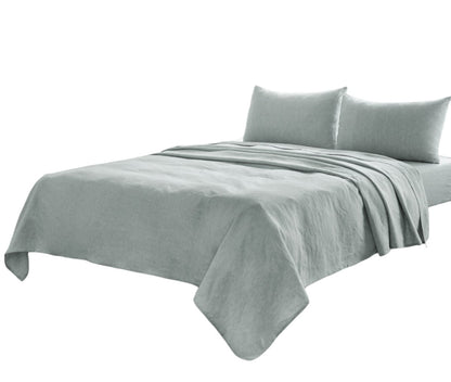 FOUR PIECE BLUE LINEN SHEET SET - Varnish & Vibe