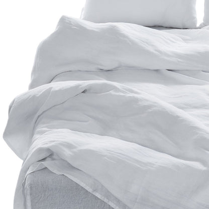 FOUR PIECE WHITE LINEN QUEEN SHEET SET - Varnish & Vibe