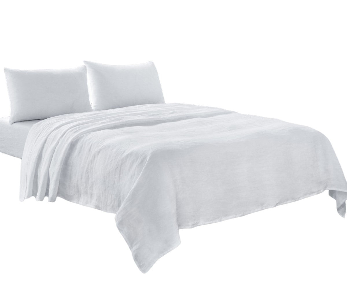FOUR PIECE WHITE LINEN QUEEN SHEET SET - Varnish & Vibe