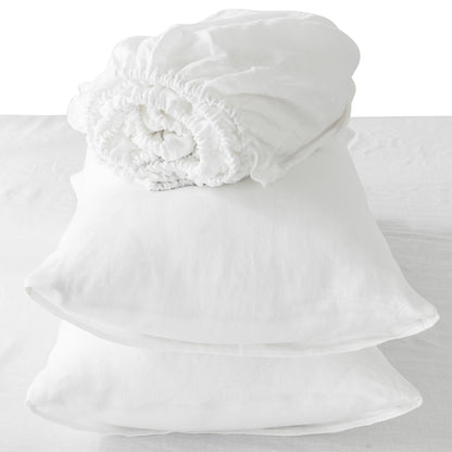 FOUR PIECE IVORY LINEN SHEET SET - Varnish & Vibe