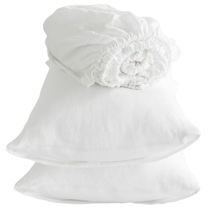 FOUR PIECE IVORY LINEN SHEET SET - Varnish & Vibe
