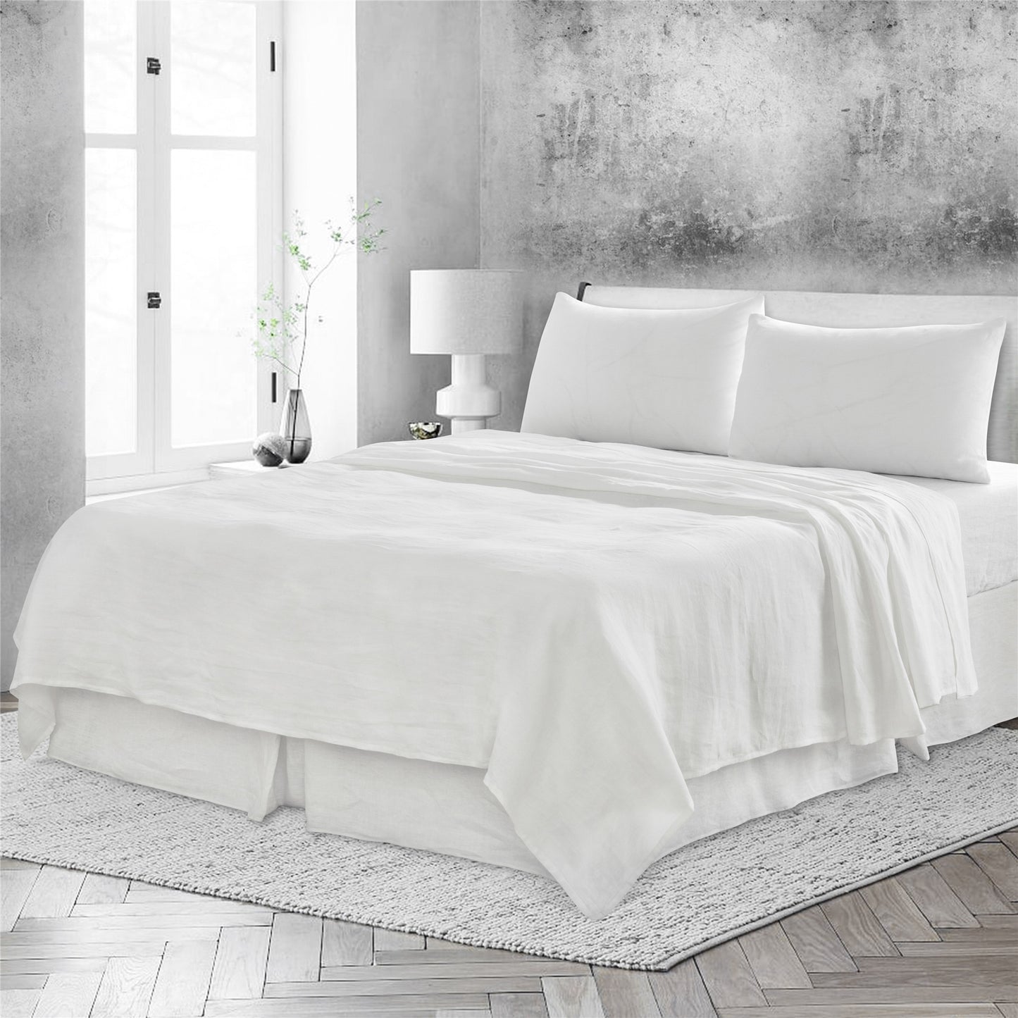 FOUR PIECE IVORY LINEN SHEET SET - Varnish & Vibe