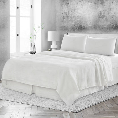 FOUR PIECE IVORY LINEN SHEET SET - Varnish & Vibe