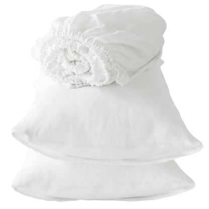 FOUR PIECE IVORY LINEN SHEET SET - Varnish & Vibe