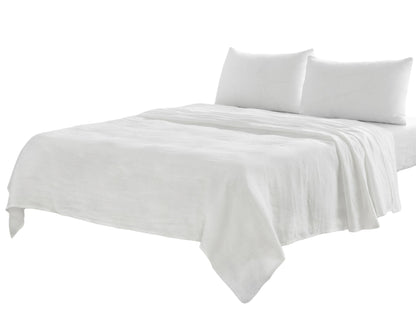 FOUR PIECE IVORY LINEN SHEET SET - Varnish & Vibe