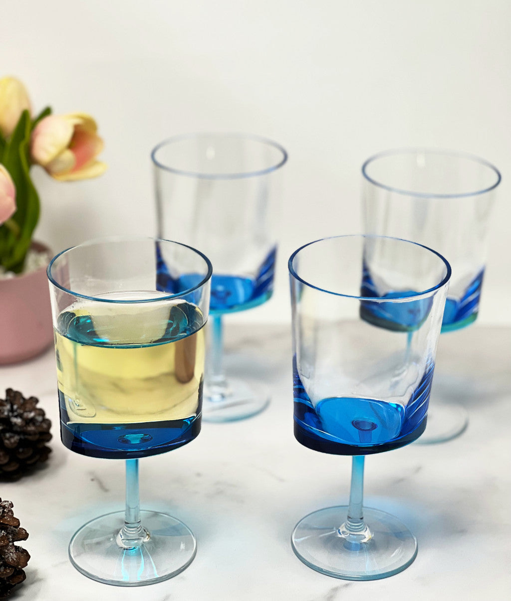 OCEAN SET OF FOUR BLUE ACRYLIC GLASSES
