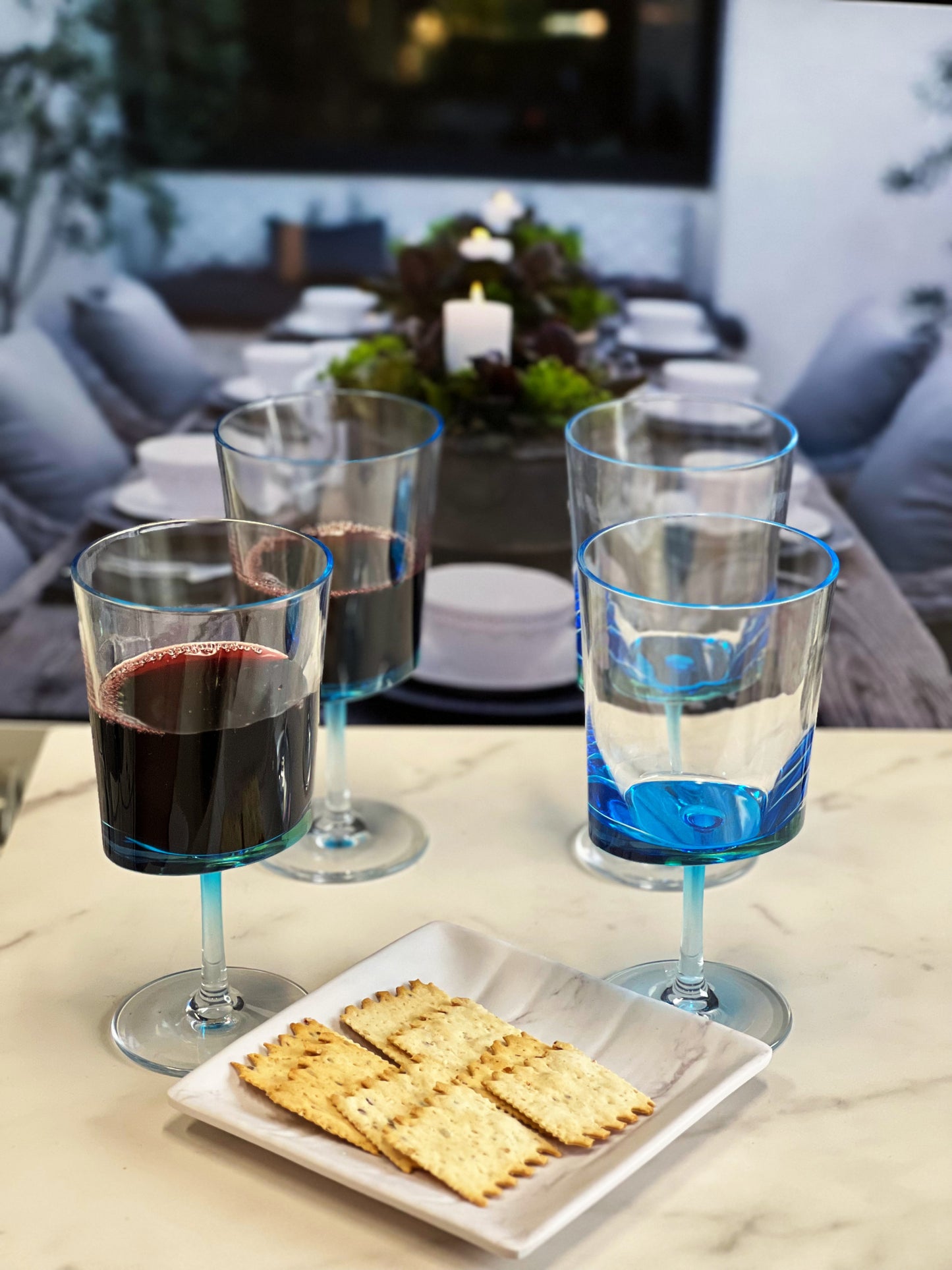 OCEAN SET OF FOUR BLUE ACRYLIC GLASSES