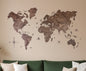CALABASAS 47" X 79" DARK BROWN WOOD WORLD MAP HANGING DIMENSIONAL SCULPTURE - Varnish & Vibe
