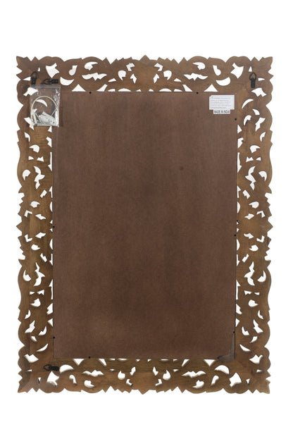 MALIBU 47" ANTIQUED WHITE SOLID WOOD CARVED SCROLLWORK ACCENT MIRROR - Varnish & Vibe